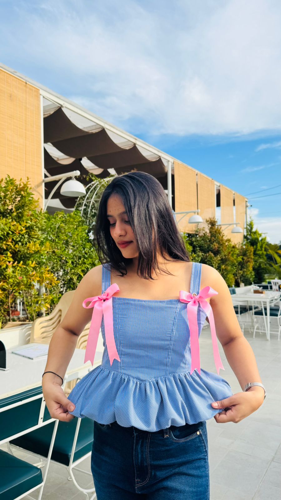 Sleeveless Bow Strap Top